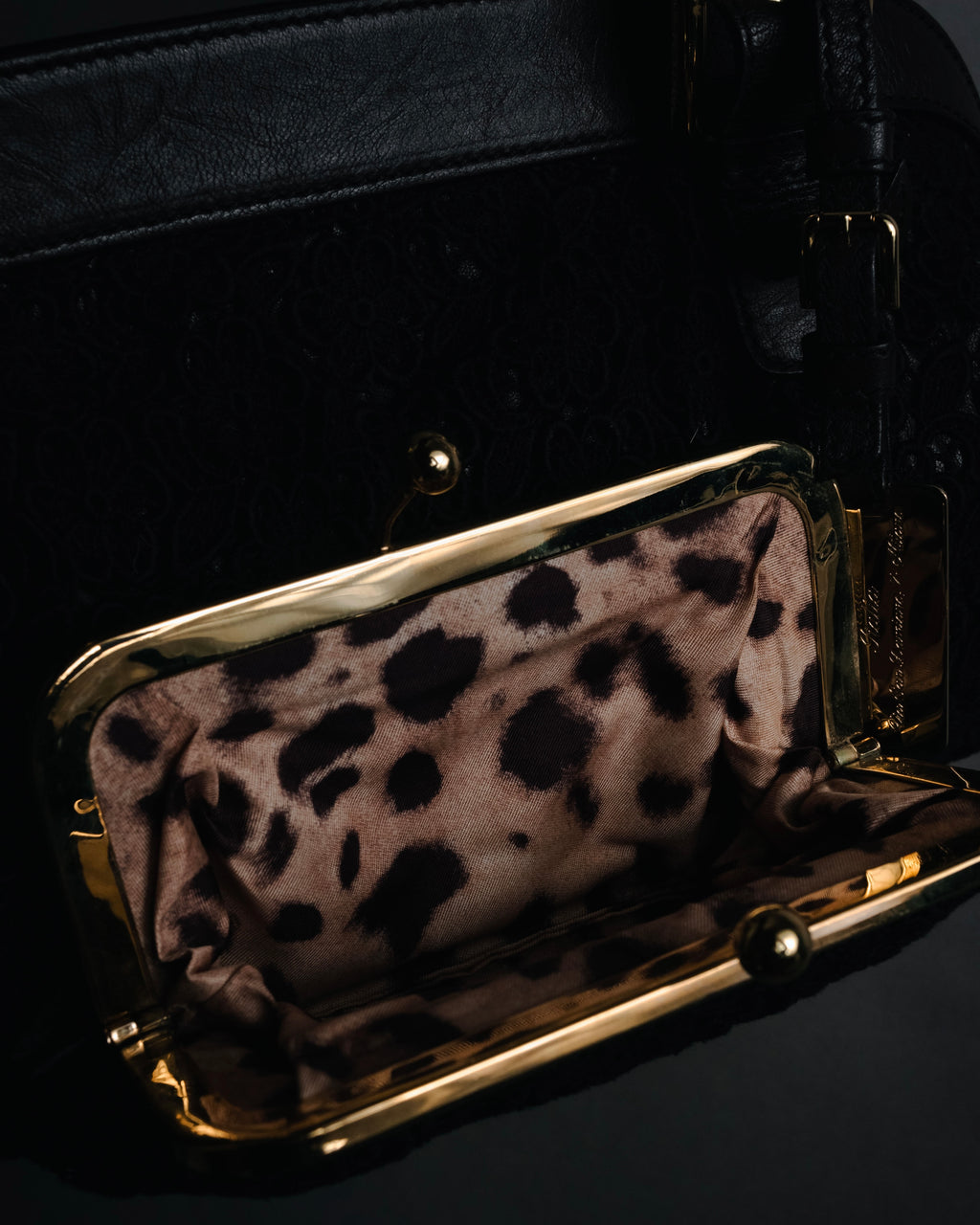 "DOLCE & GABBANA" 2005-06 Anniversary lace kisslock leather handbag