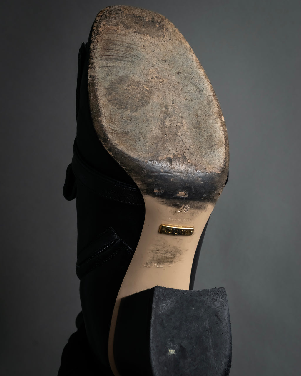 "GUCCI" Leather gg fringe heeled ankle boots