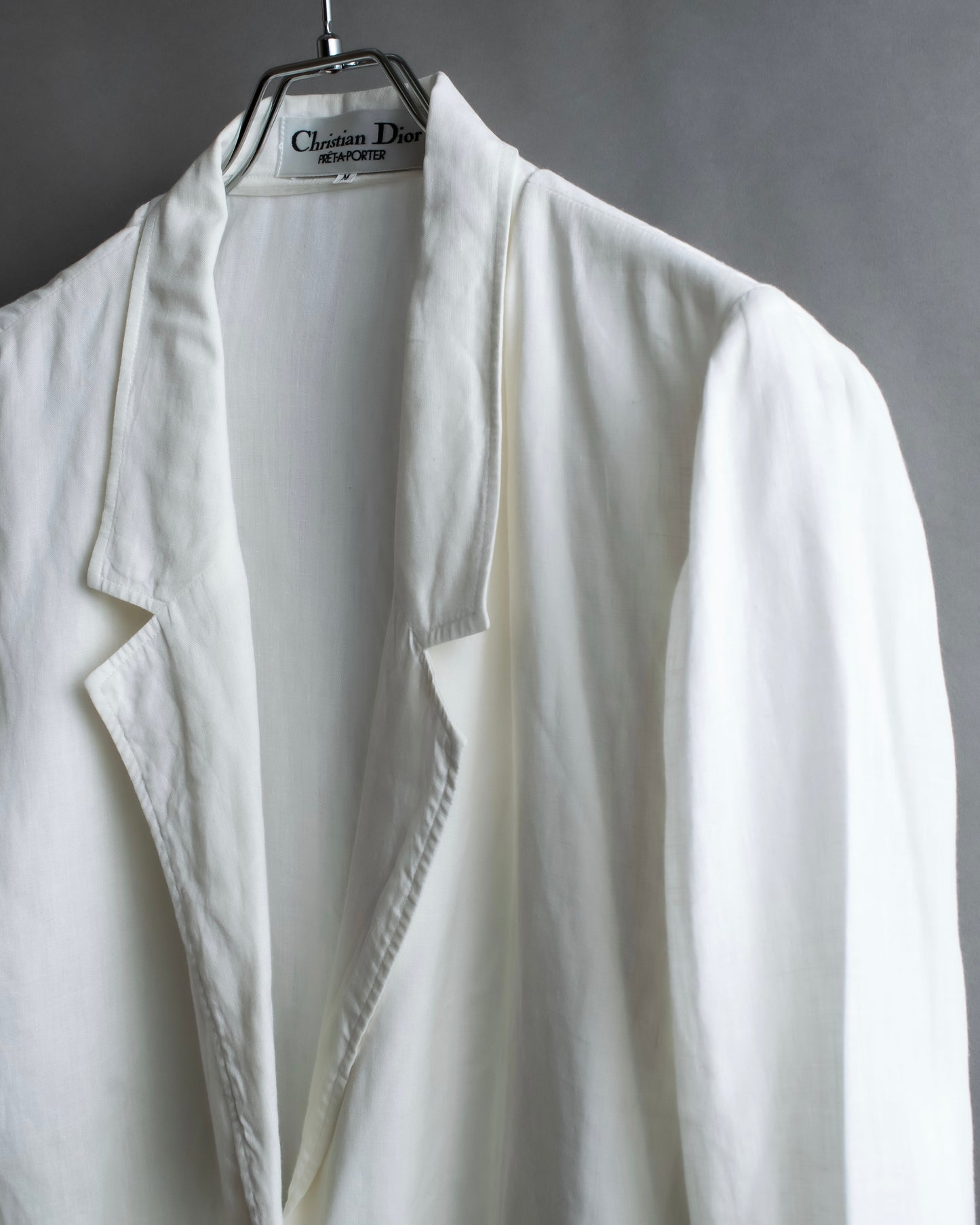 "Christian Dior" 1 button pure white short length tailored jacket