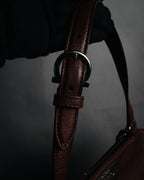 "Salvatore Ferragamo" 90’s-00’s Gancini hardware pebbled leather tote bag