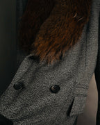 -SPECIAL- "GUCCI" 00's-10's Luxurious beaver fur-collar wool overcoat