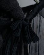 "PRADA" Gathered ribbon design puff sleeve dress