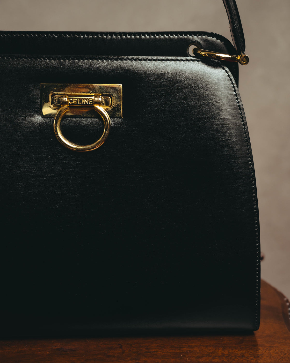 "CELINE" 70's-80's Structured leather top handle handbag