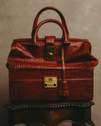 -SPECIAL- “Giorgio Armani” 90’s-00’s Crocodile embossed leather frame bag