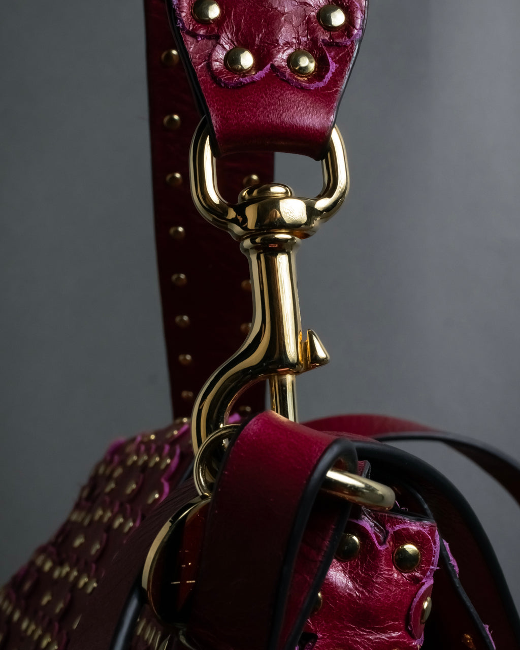 "RED VALENTINO" Flower puzzle motif stud design leather bag