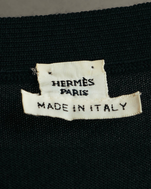 "Hermès" 90's-00's Medor button wool knit cardigan
