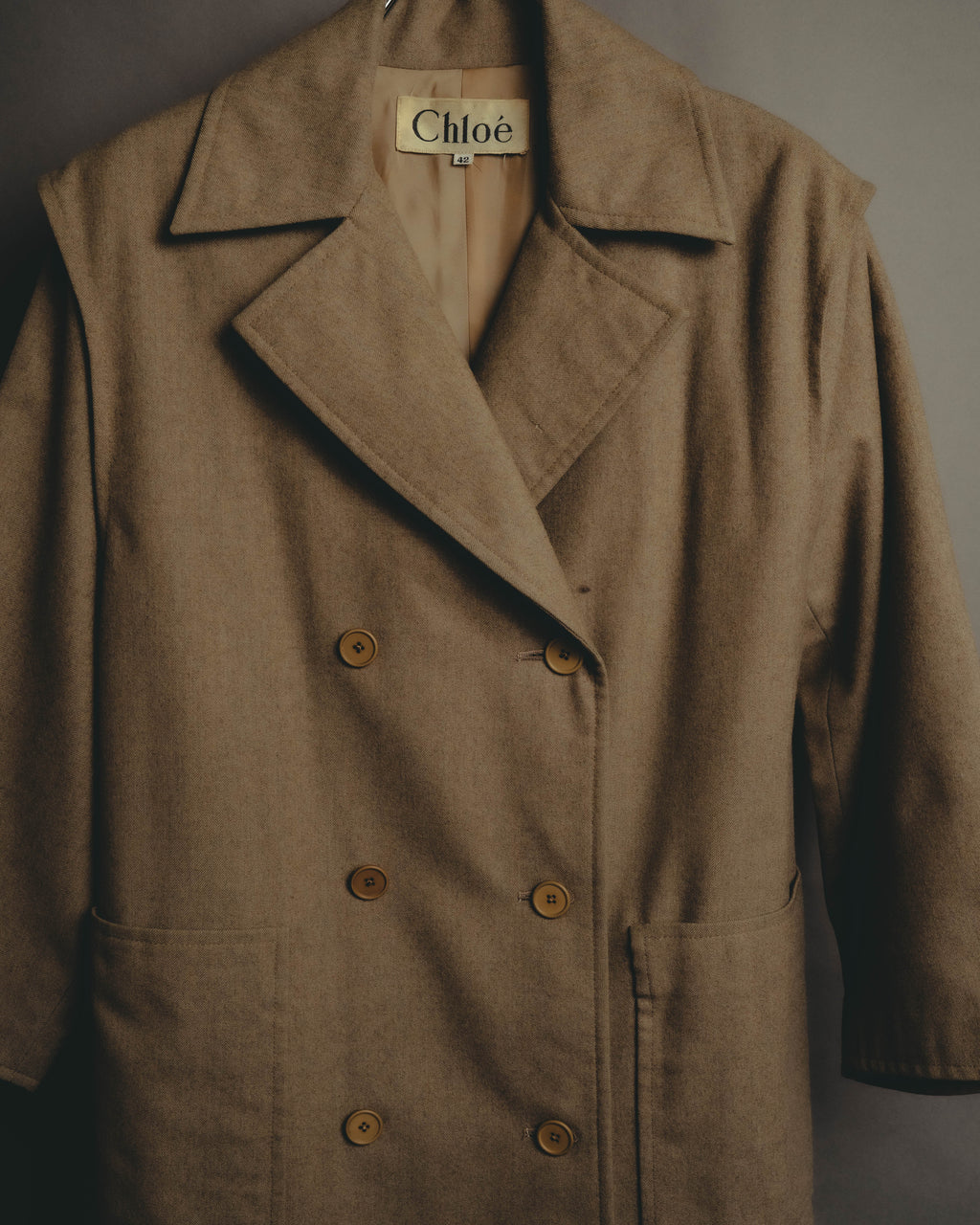 "Chloé" 70's-80's Wide-lapel double-breasted long coat