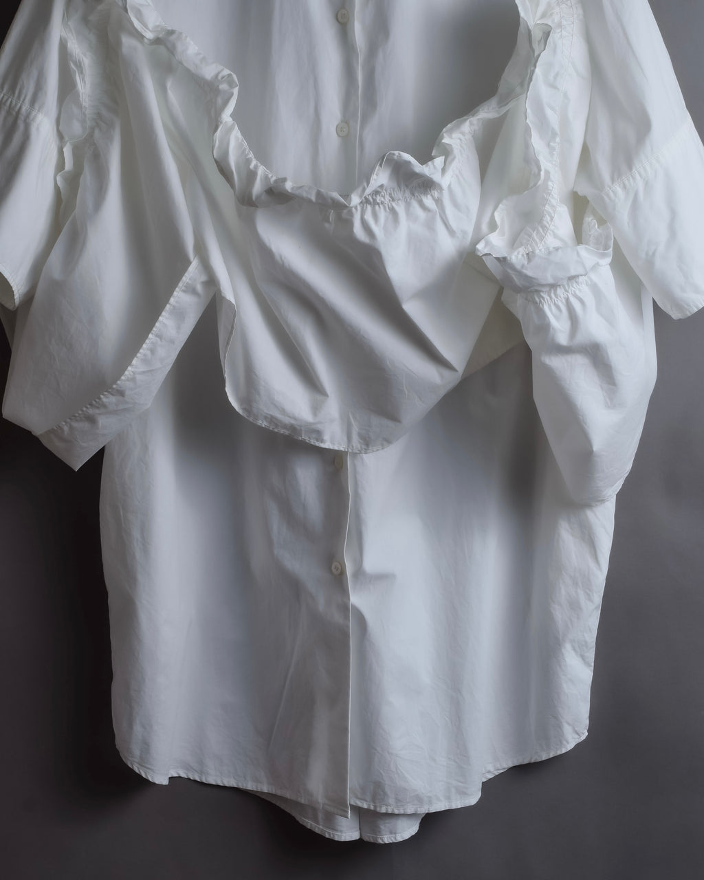 "MM6 MAISON MARGIELA" 20SS Frilled overlay cotton hybrid shirt