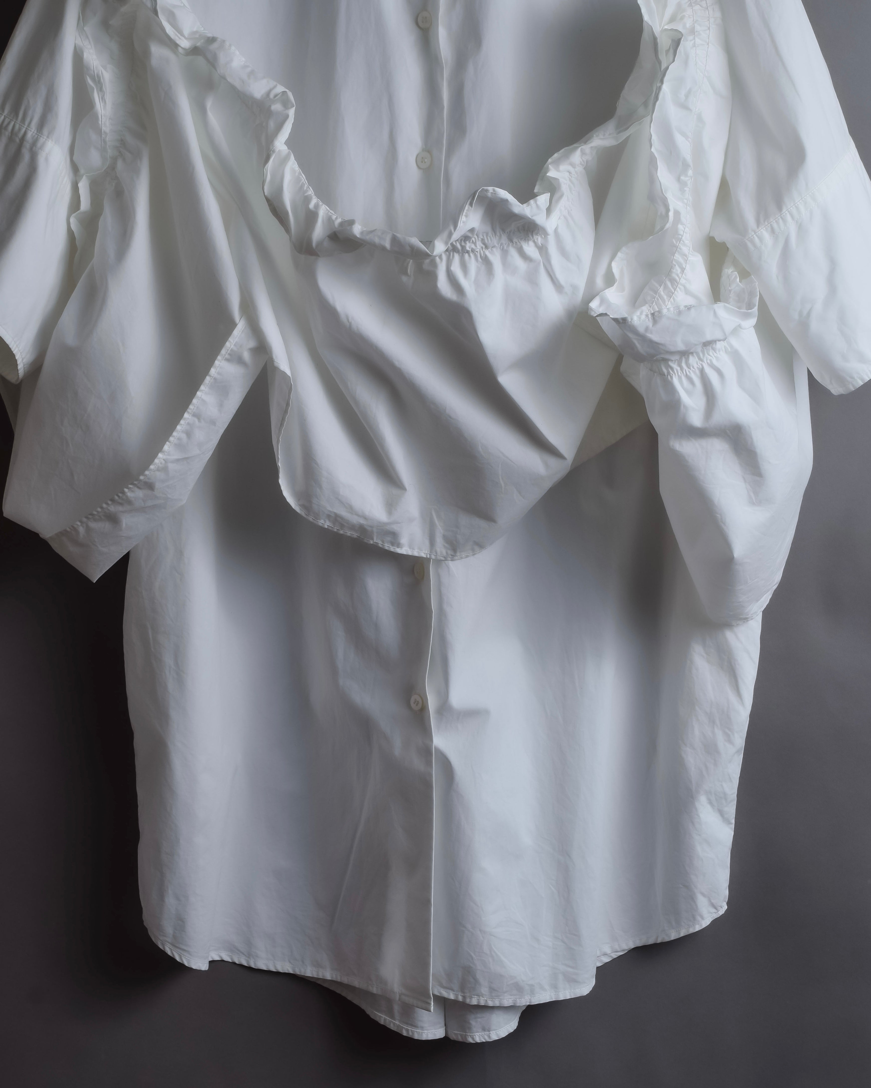 "MM6 MAISON MARGIELA" 20SS Frilled overlay cotton hybrid shirt