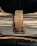 “LOEWE” Leather belted design bicolor handbag