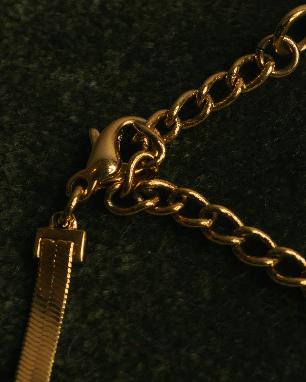 "Christian Dior" 90's-00's Fluted gold tone chain anklet