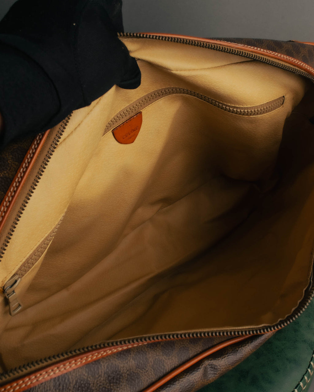 "CELINE" 80's-90's Macadam monogram pvc leather shoulder briefcase