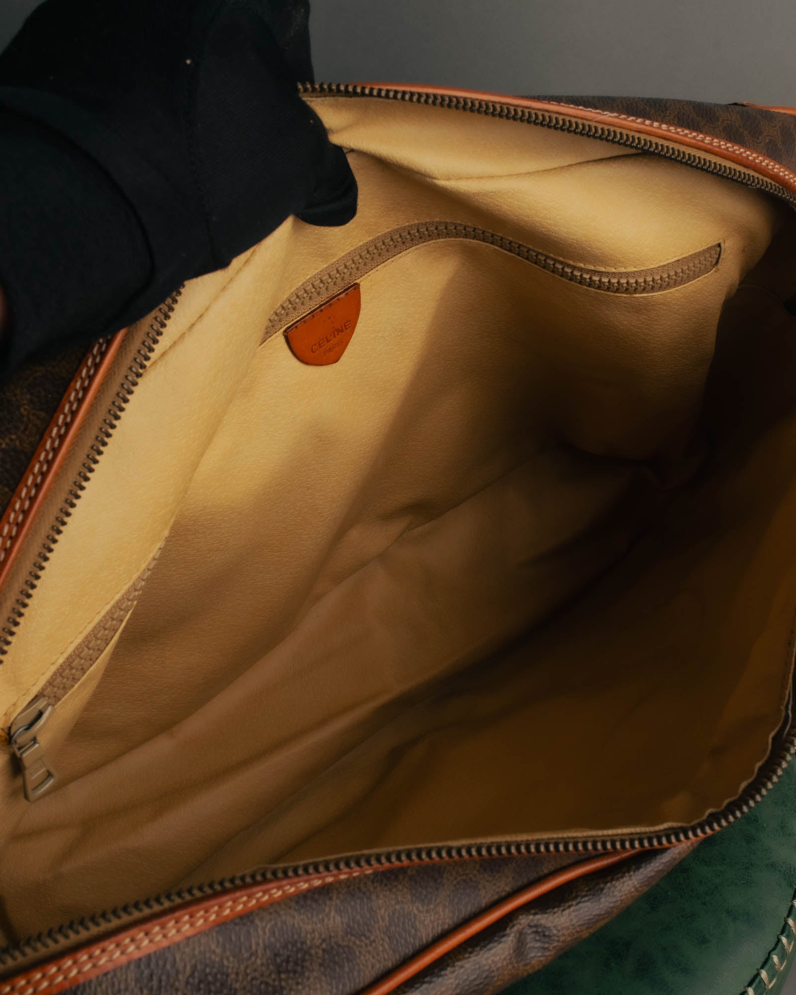 "CELINE" 80's-90's Macadam monogram pvc leather shoulder briefcase