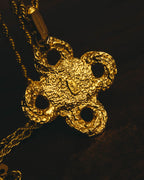 -SPECIAL- "YVES SAINT LAURENT" 80's-90's Baroque pearl textured gold pendant necklace