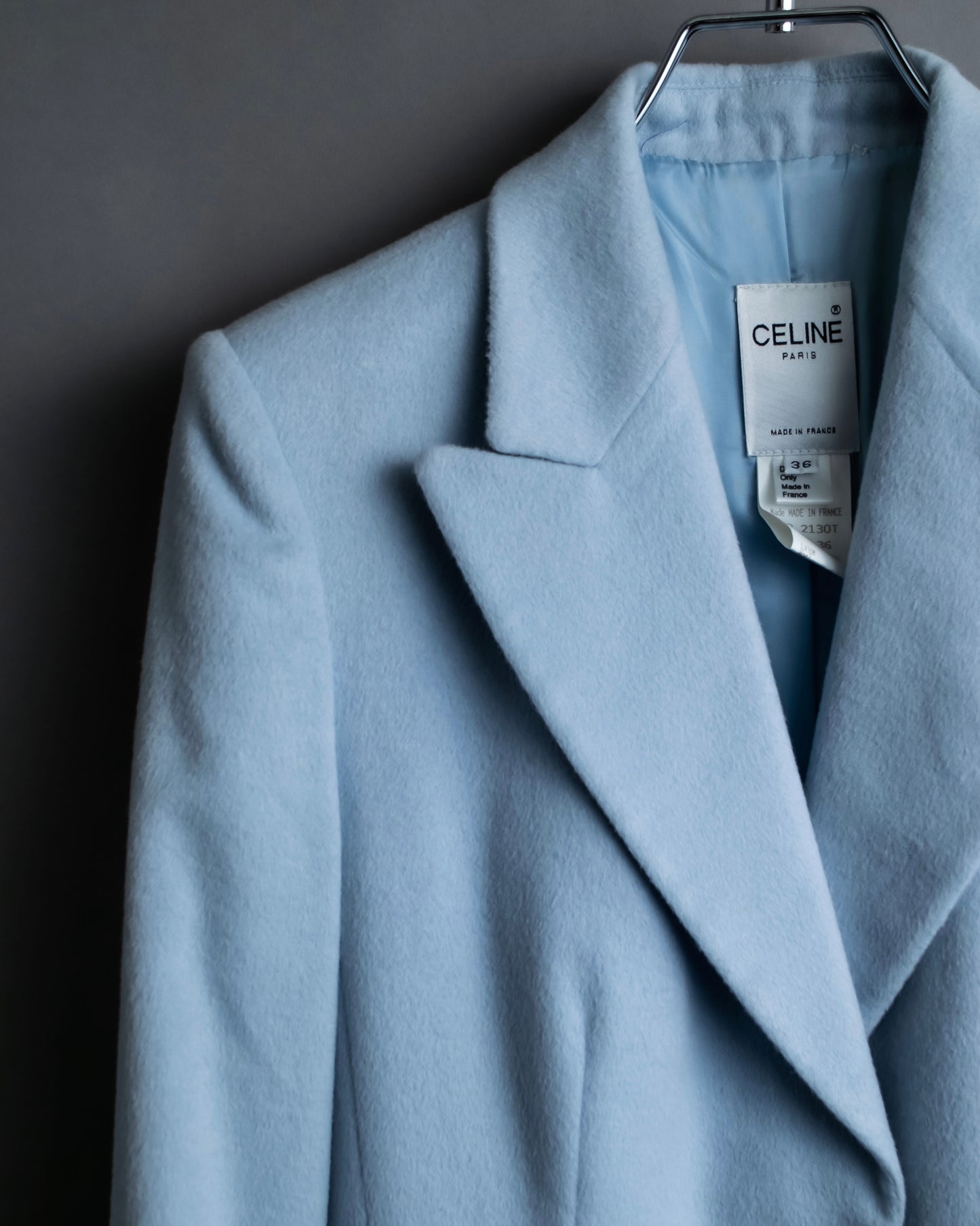 “CELINE “ beautiful shaped sky blue tailored jacket