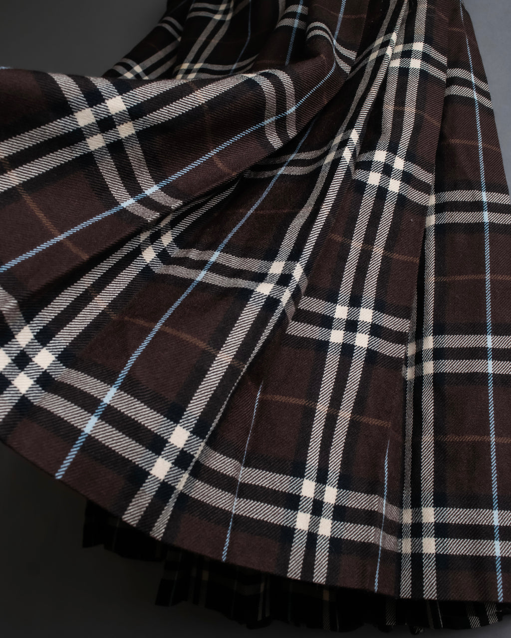"BURBERRY" Brown tartan check pleated wrap skirt