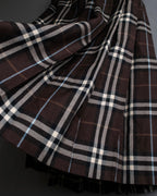 "BURBERRY" Brown tartan check pleated wrap skirt