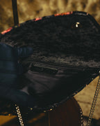 "VALENTINO" 80's-90's Ornately embroidered velvet chain shoulder bag