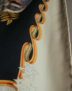 "Salvatore Ferragamo" 90's-00's Vintage arctic fauna and scrolling ribbon silk scarf