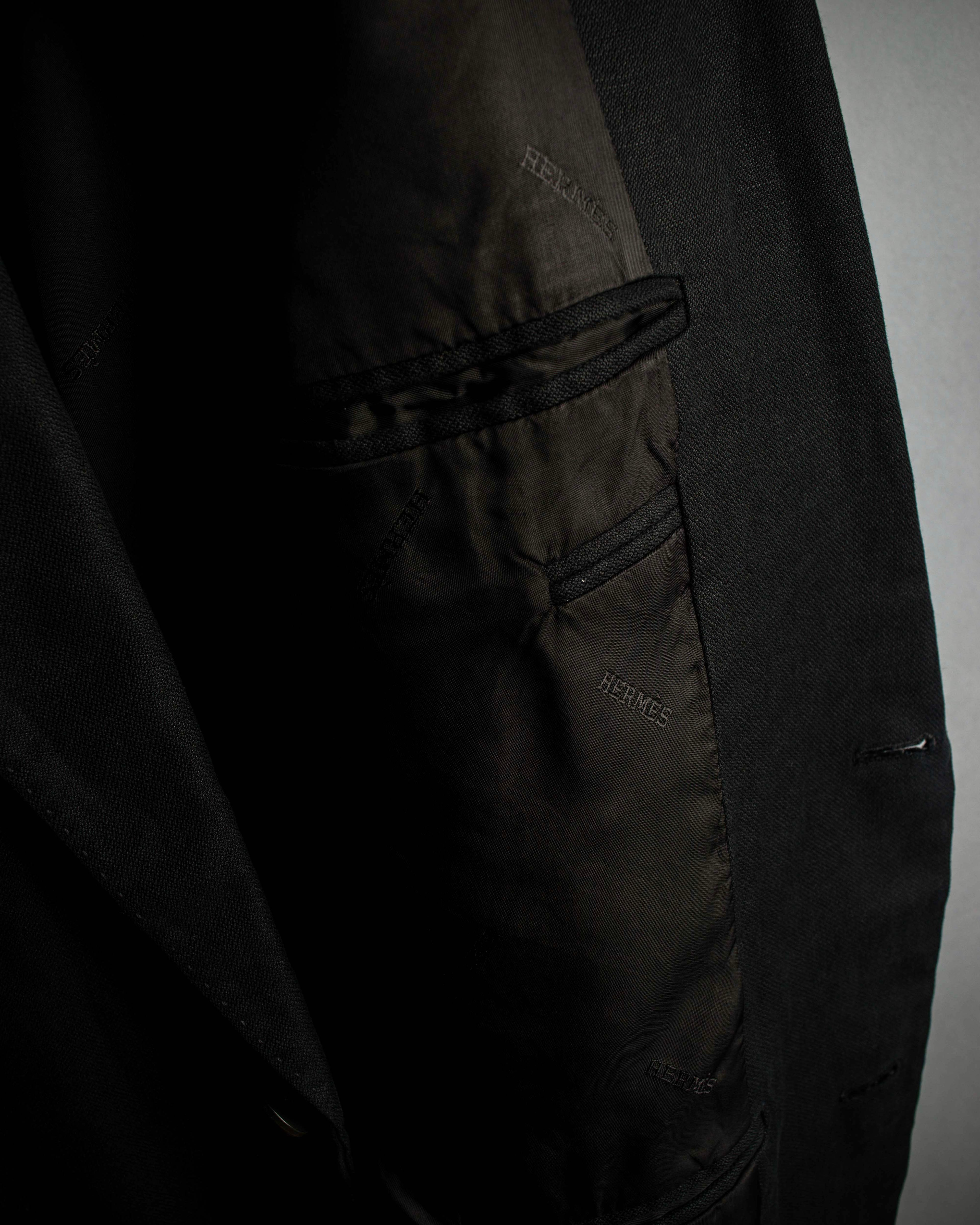 "HERMES" 90's Elegantly relaxed cotton linen tailored jacket