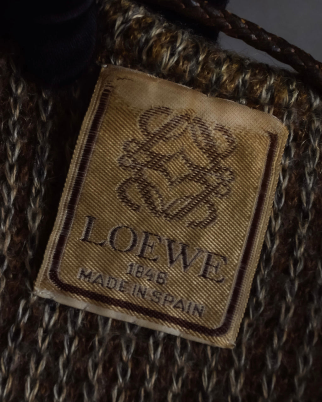 "LOEWE" 80-90's Vintage texture leather zip hoodie