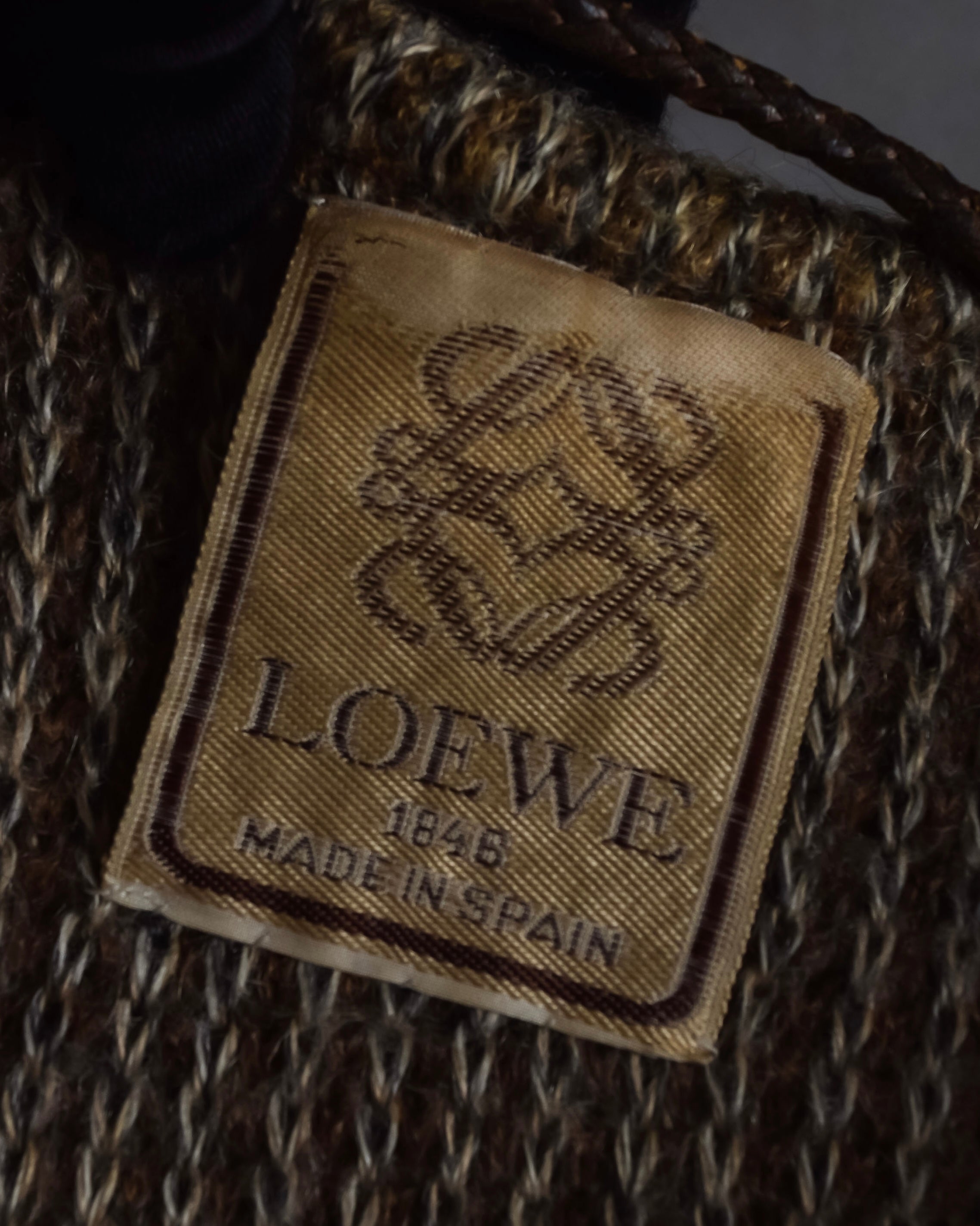 "LOEWE" 80-90's Vintage texture leather zip hoodie