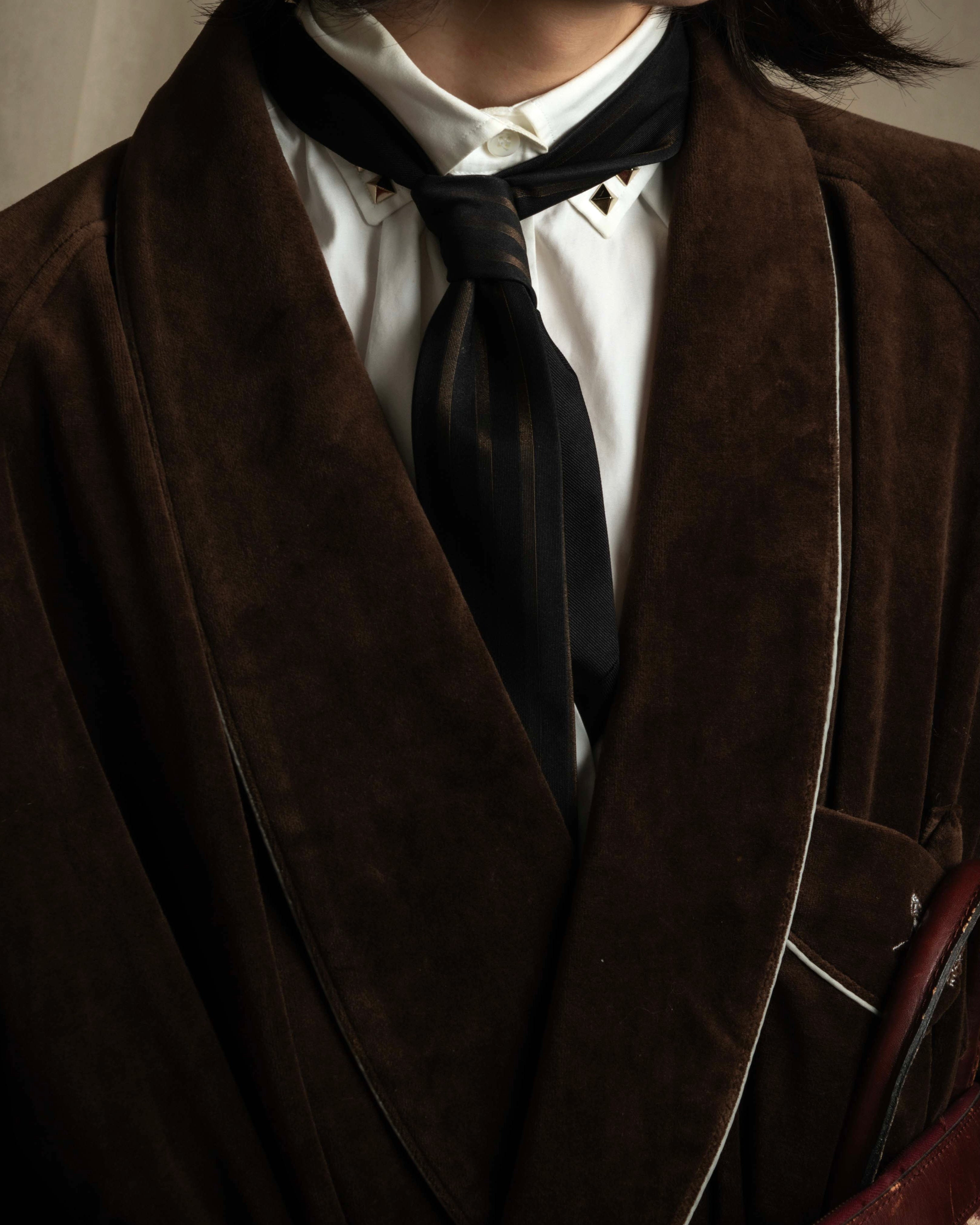 "CELINE" Piping design velour long gown coat