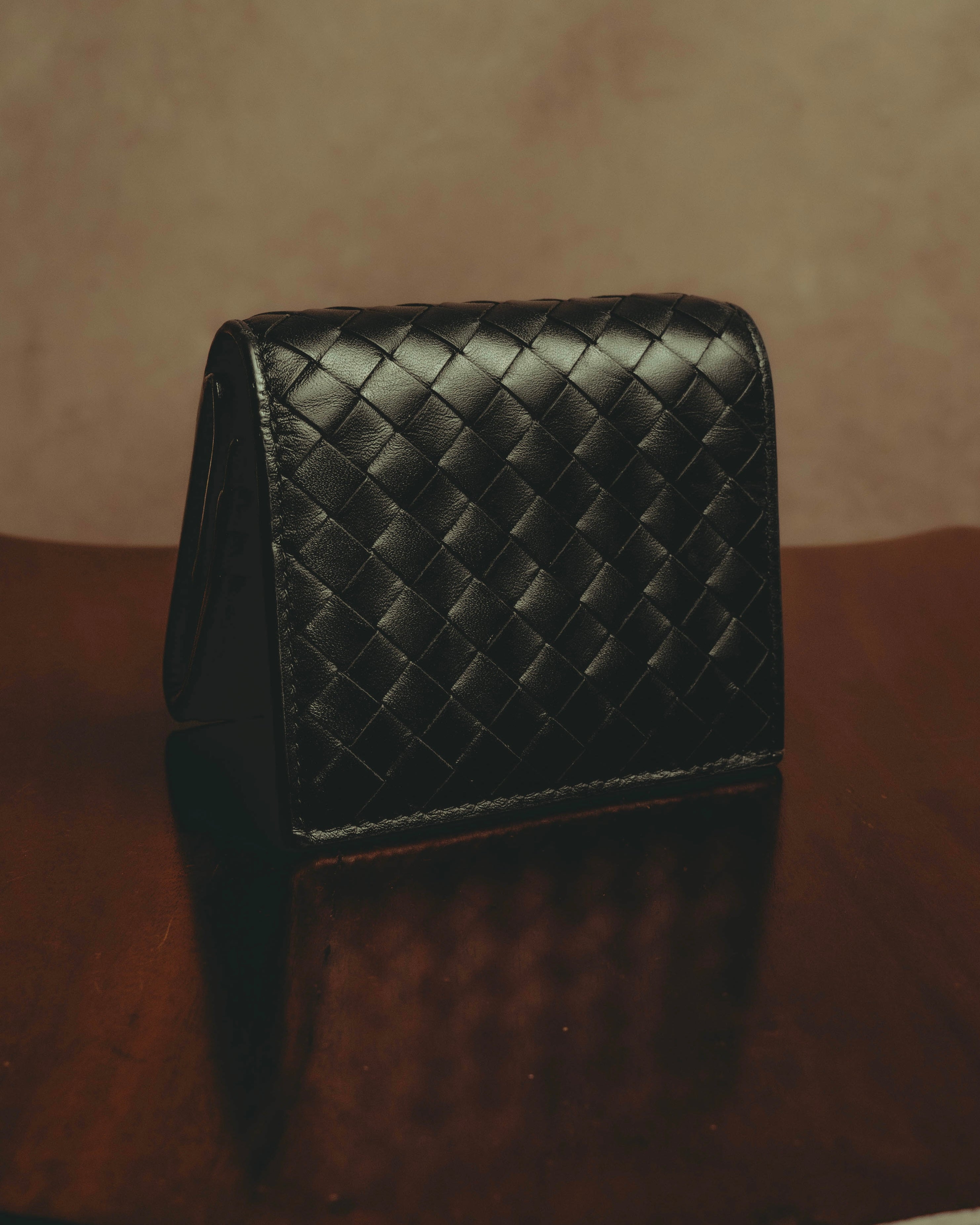 “BOTTEGA VENETA” 2010’s Intrecciato leather compact bi-fold wallet