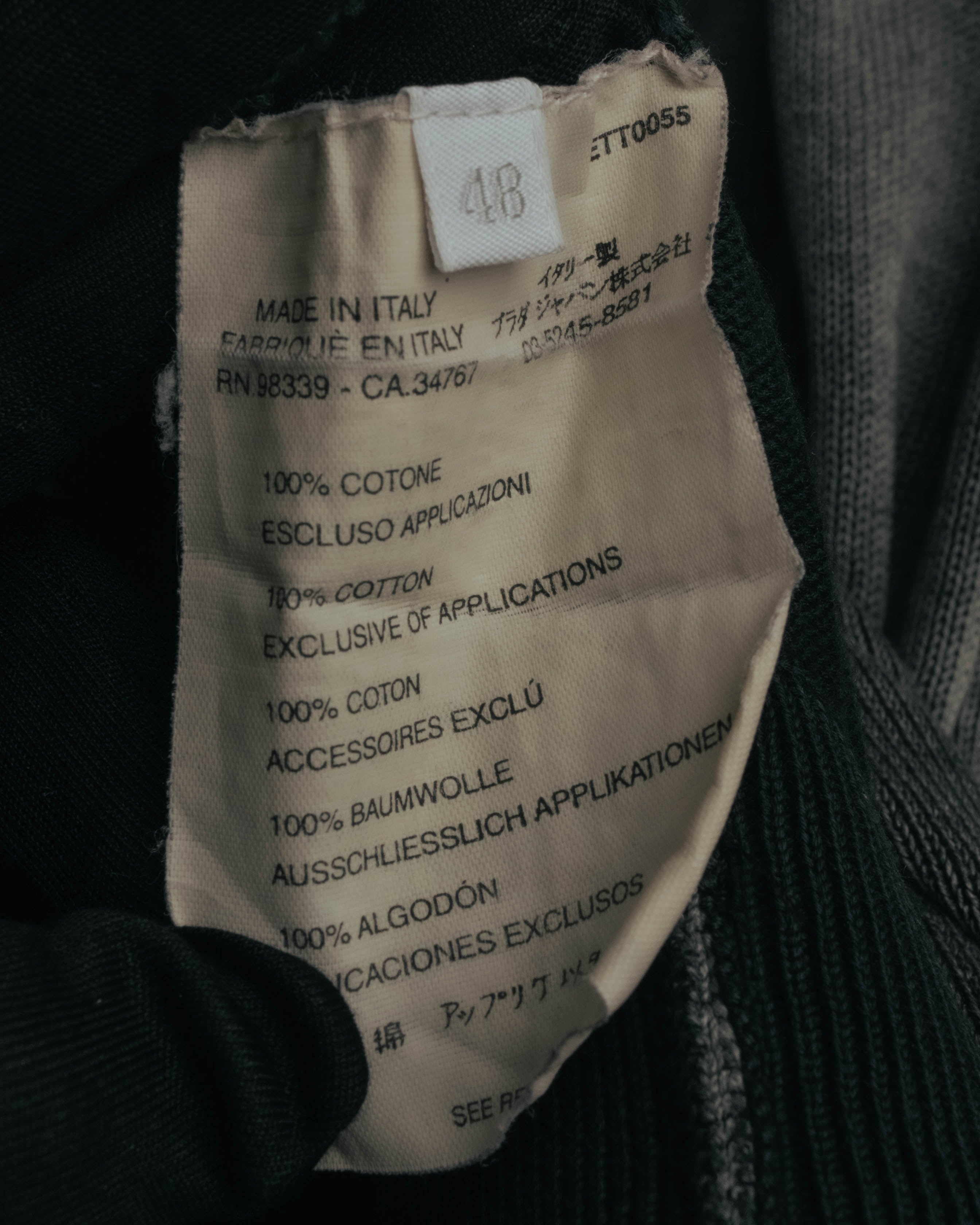 "PRADA" 90's-00's Minimal cotton zip cardigan