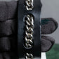 "Dior" Silver chain inlaid leather bracelet