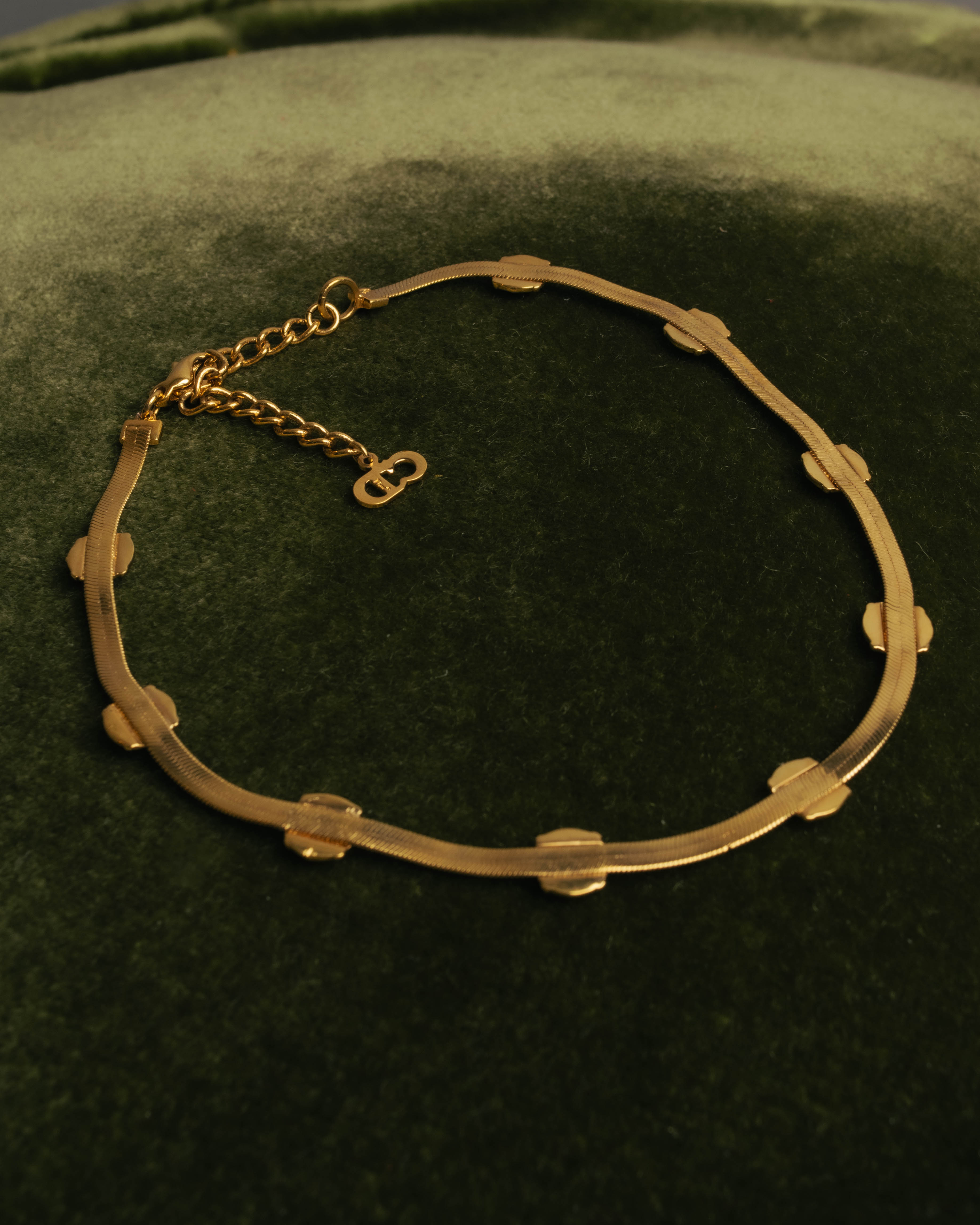 "Christian Dior" 90's-00's Fluted gold tone chain anklet