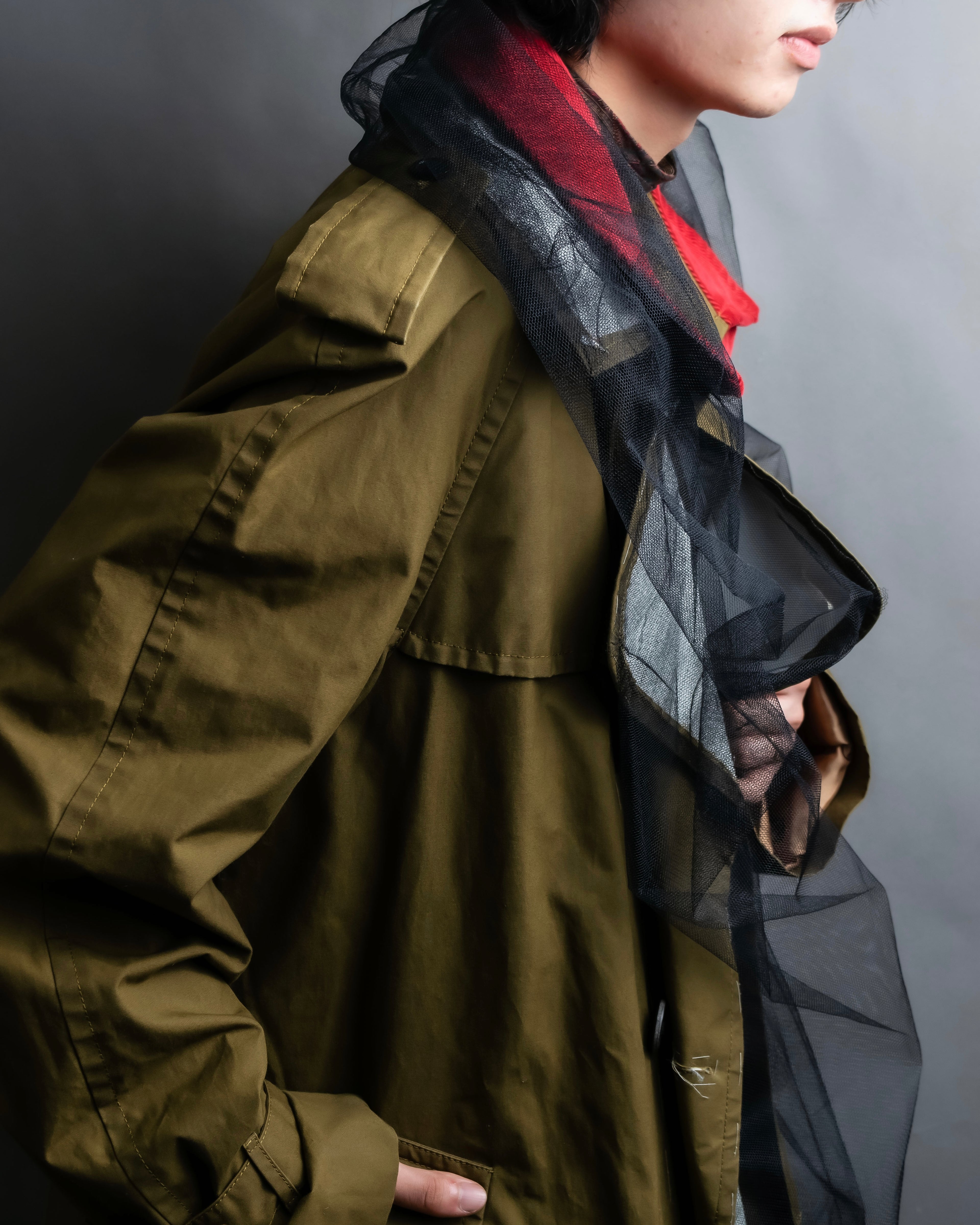 "MAISON MARGIELA" 20AW reconstructed tulle docking trench coat