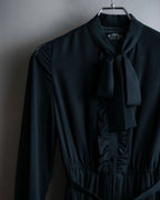 "SOANA" Bowtie belted design long black dress