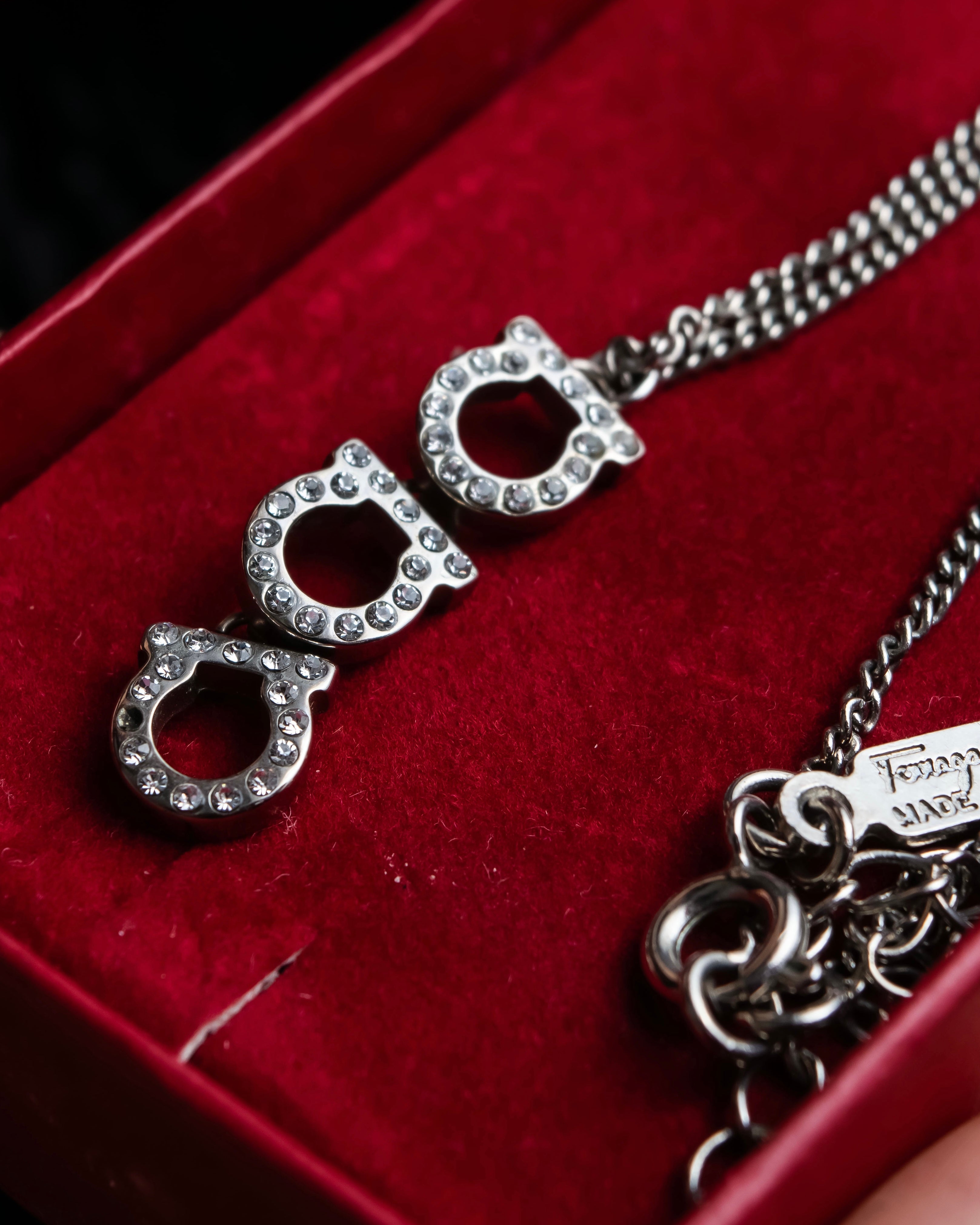 "Salvatore Ferragamo" Gancini pendant silver necklace