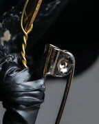 "CHANEL" Black camellia motif brooch