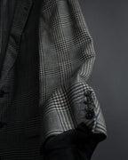 "HERMES" 90’s belvest silk wool linen peak lapel tailored jacket