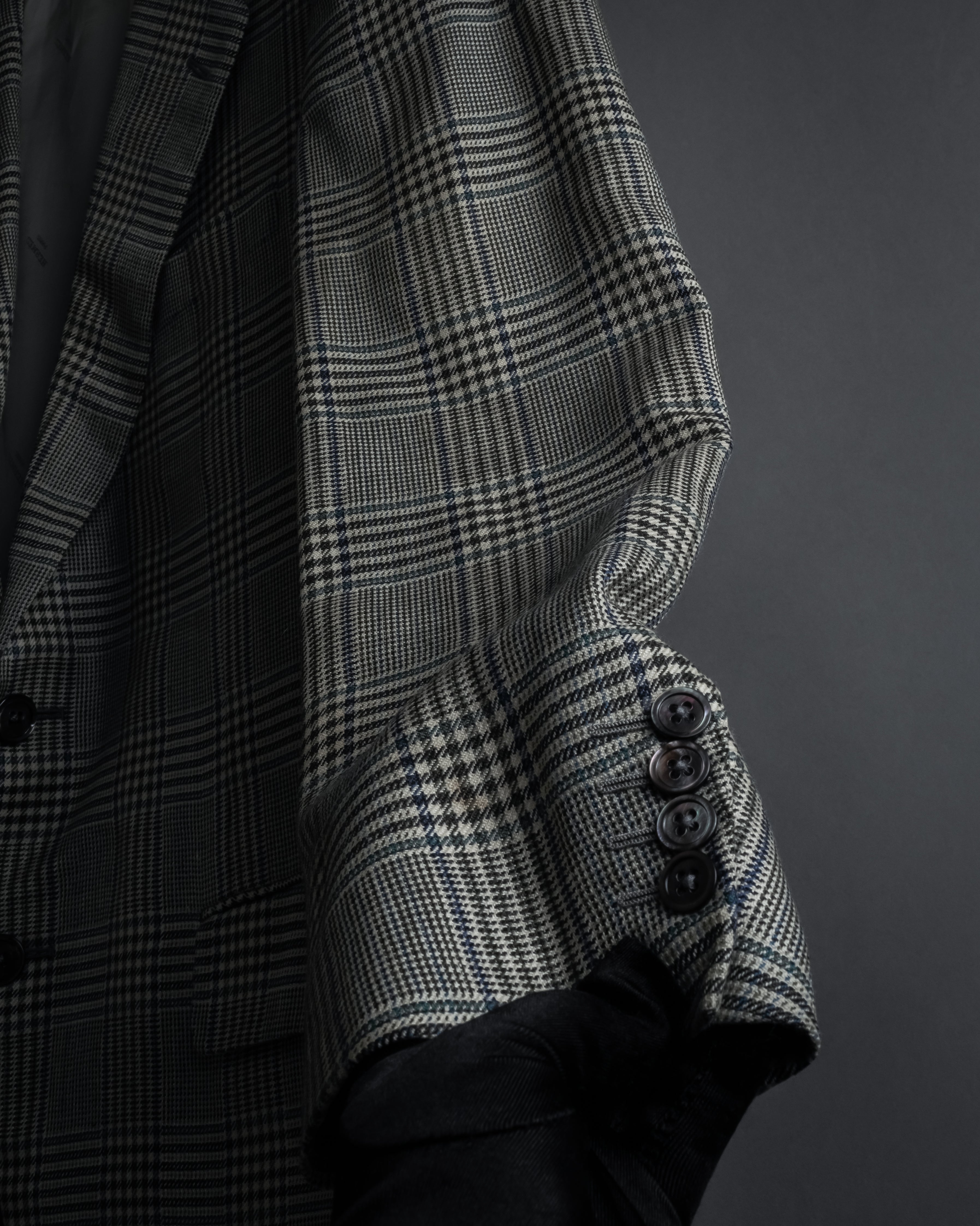 "HERMES" 90’s belvest silk wool linen peak lapel tailored jacket