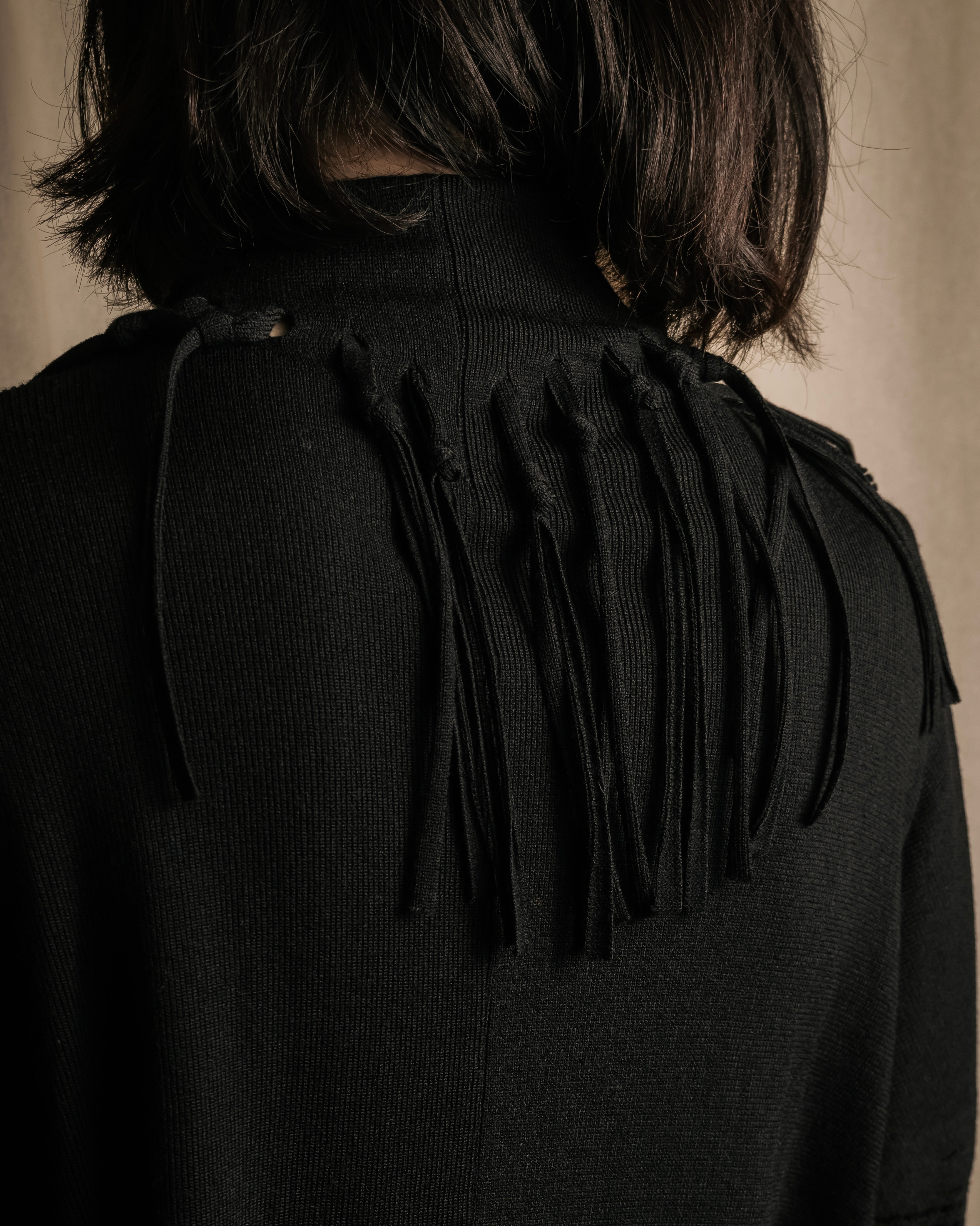 "ISSEY MIYAKE" 01AWRough knit fringe design cardigan