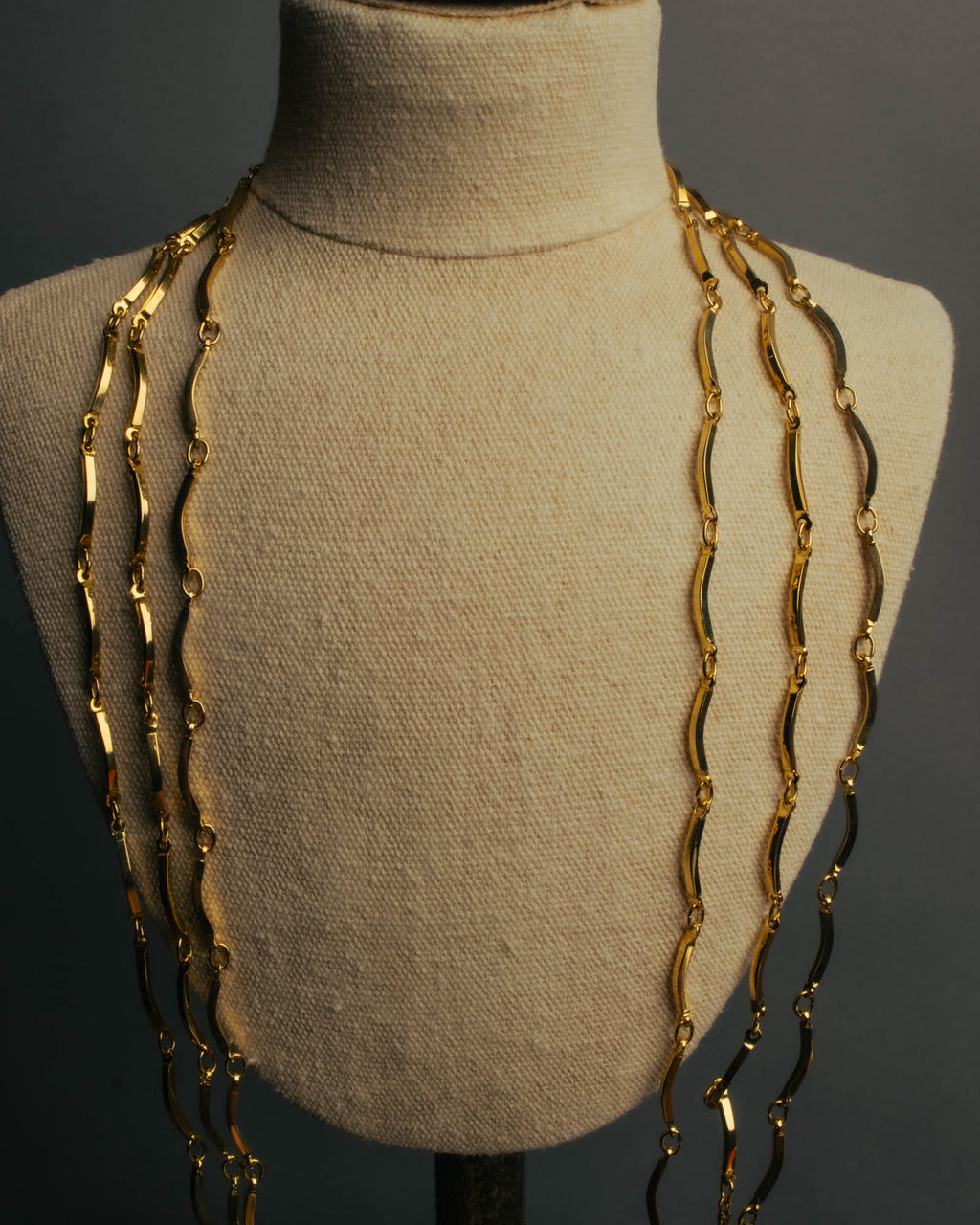 "Yves Saint Laurent" 80's-90's Gold tone multi chain necklace