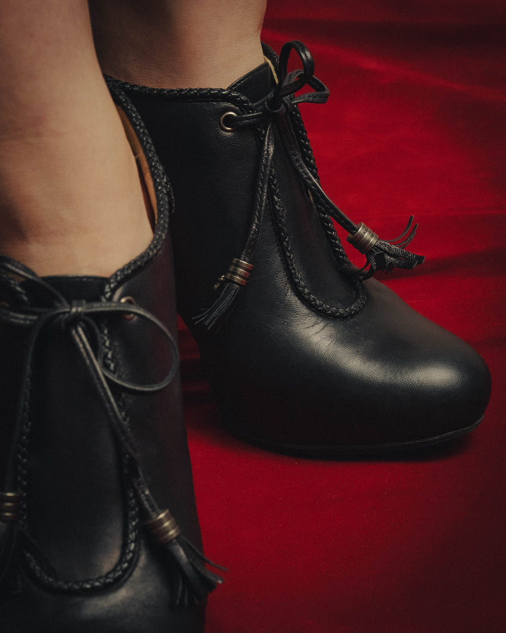 -SPECIAL- “Christian Dior” 00’s Ornate metal heel lace-up ankle boots