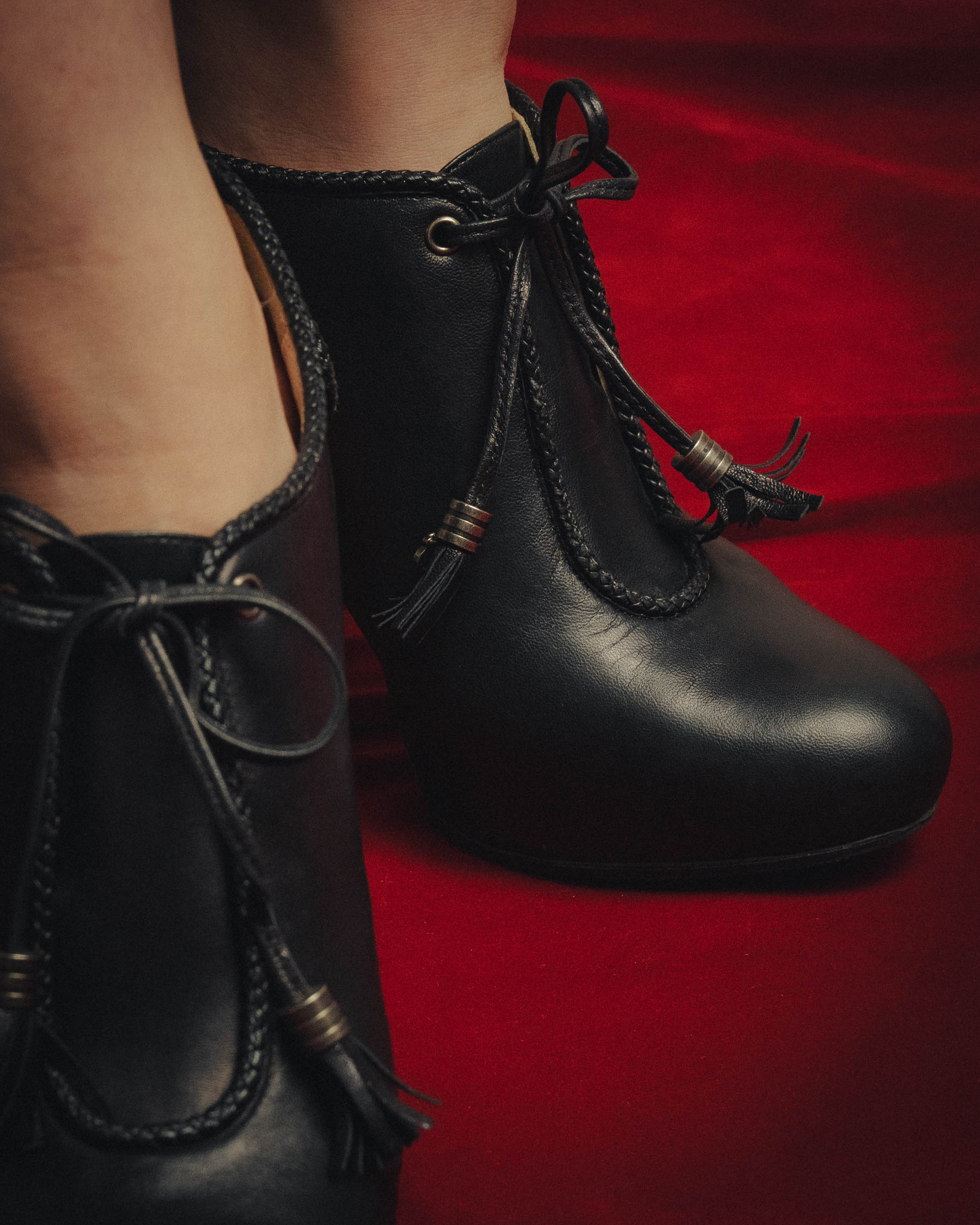 -SPECIAL- “Christian Dior” 00’s Ornate metal heel lace-up ankle boots