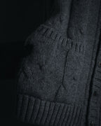 "H953" Shearling-collared cable-knit jacket