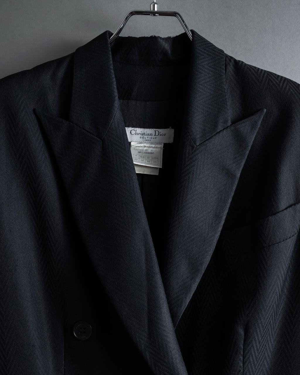 “Christian Dior” 90’s sculpted herringbone chester coat