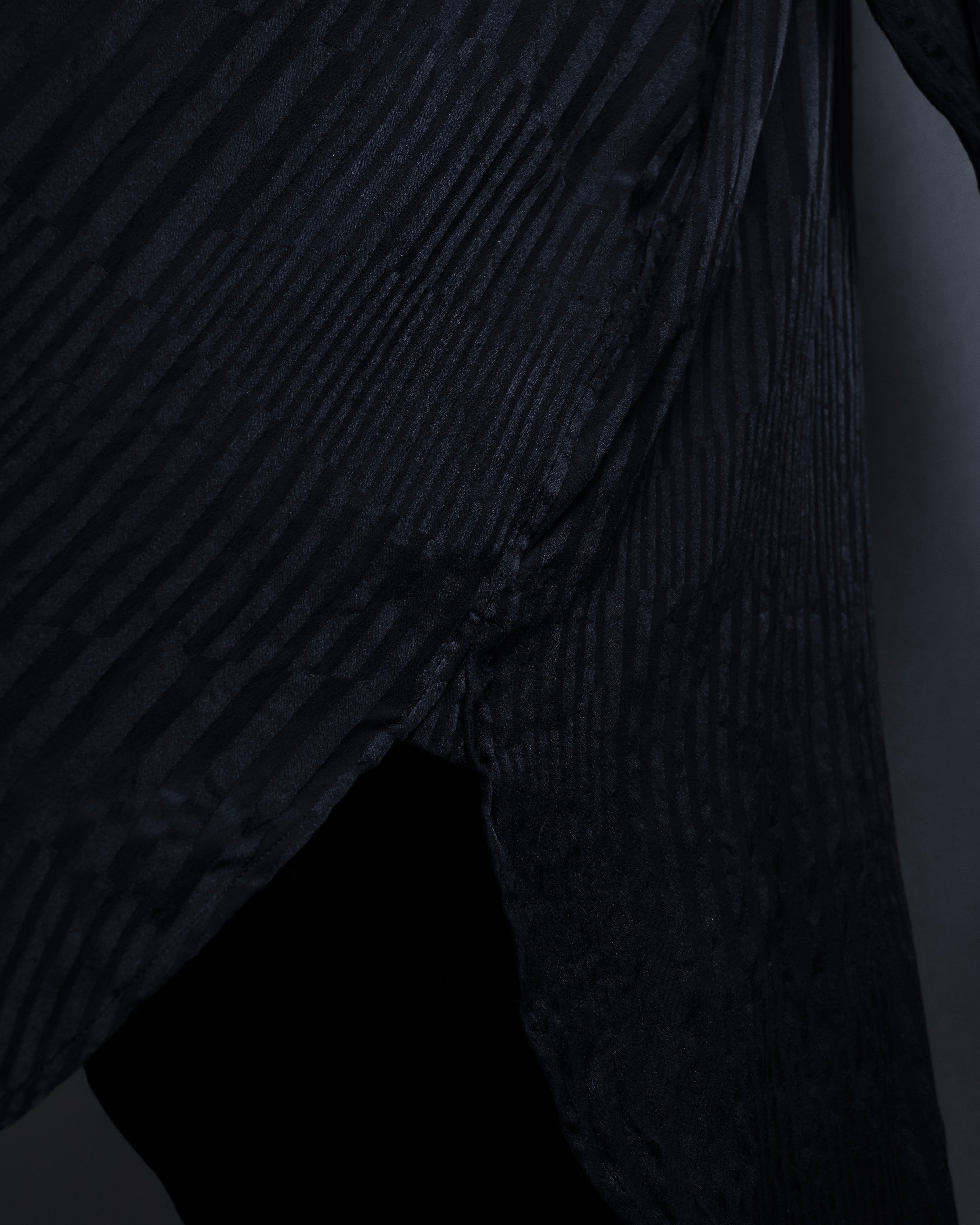 "Saint Laurent Paris" Jacquard pattern silk black shirt