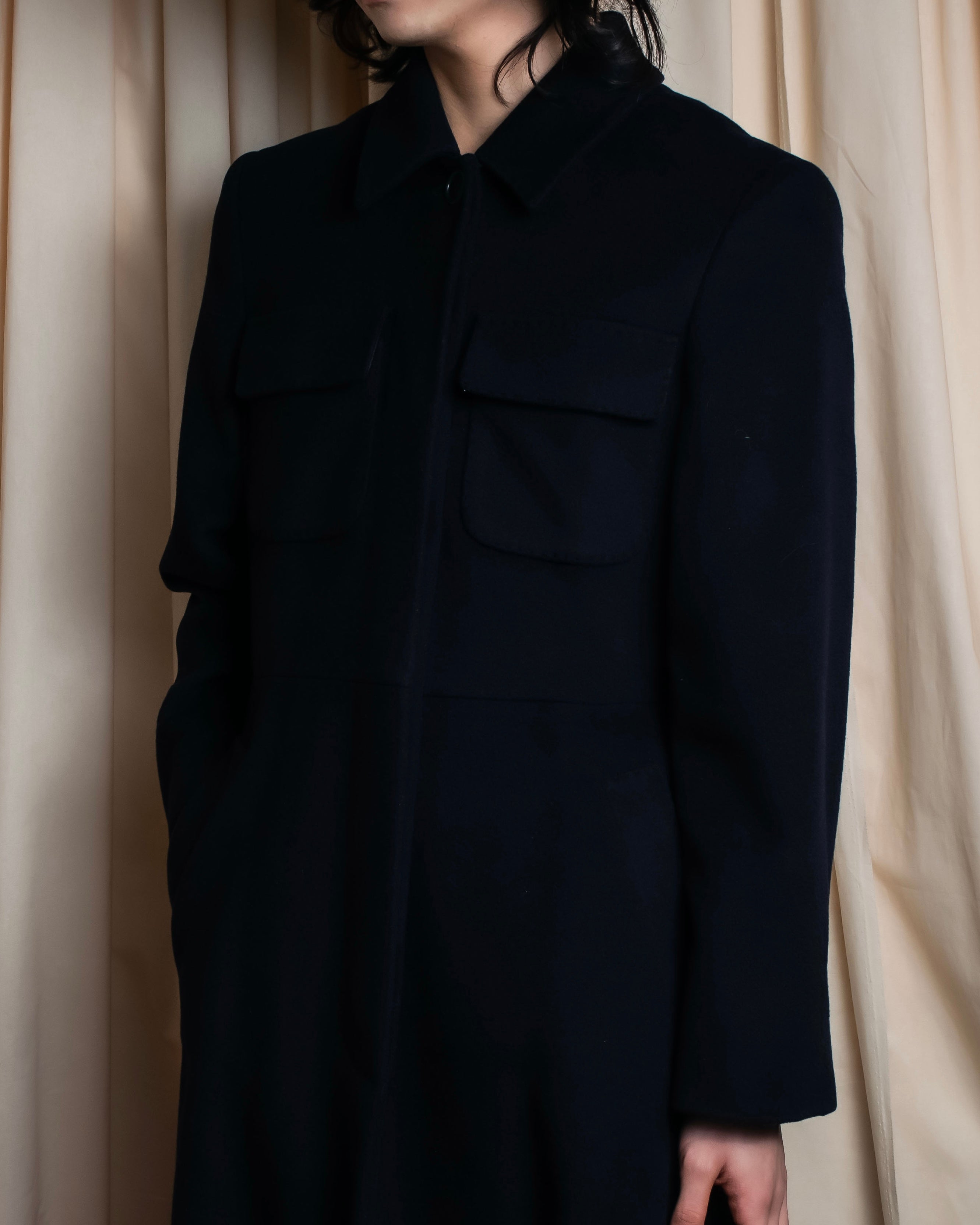 "Max Mara" Front pocket detail maxi length cashmere mix maxi length coat