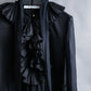 "GIVENCHY" Ribbon frill detail bow tie silk shirt ribbon frill detail