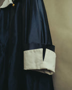 "CELINE" 70's-80's Dramatic contrast collar long coat