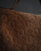 "CELINE" 00's Macadam logo engraved suede leather bag