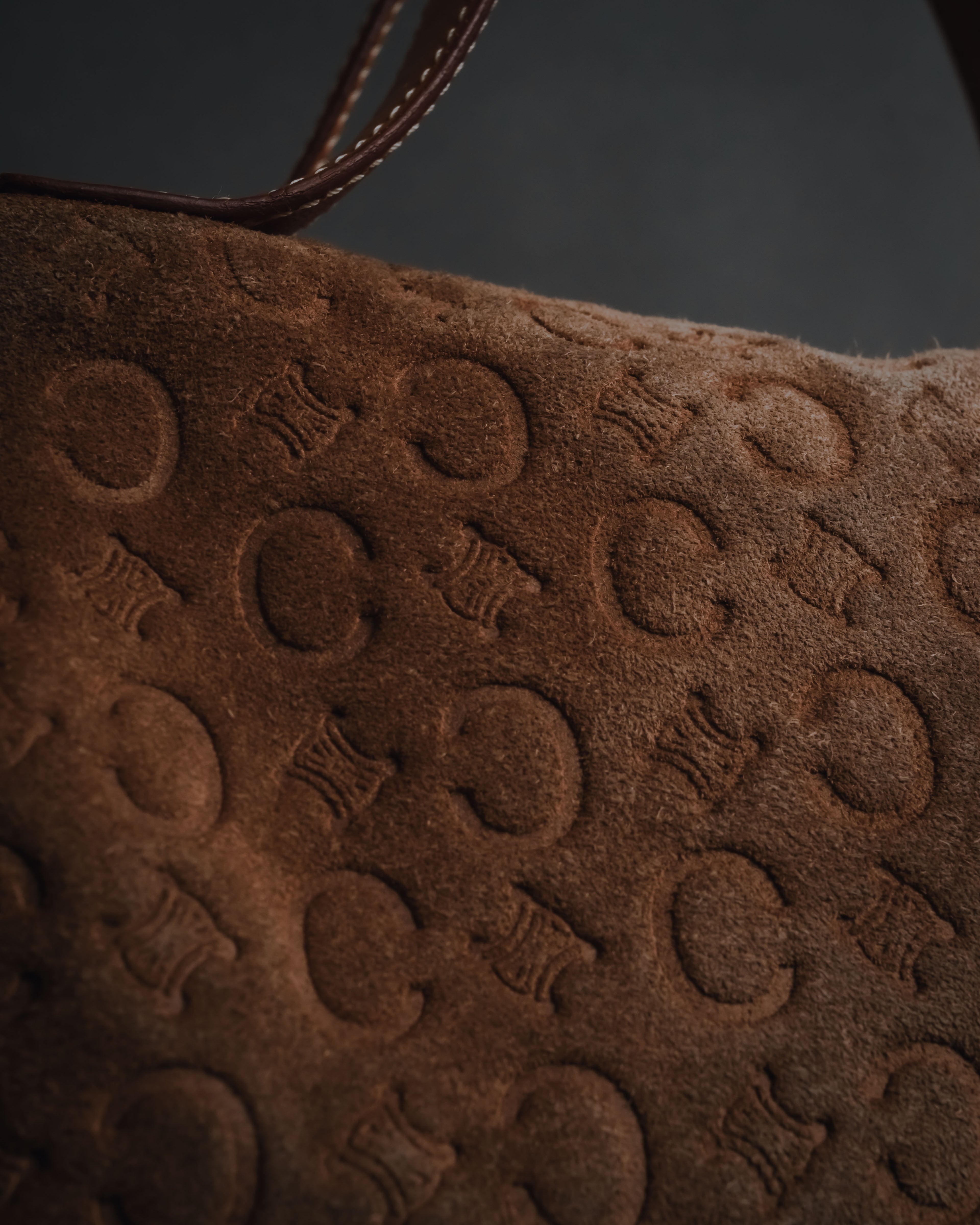 "CELINE" 00's Macadam logo engraved suede leather bag