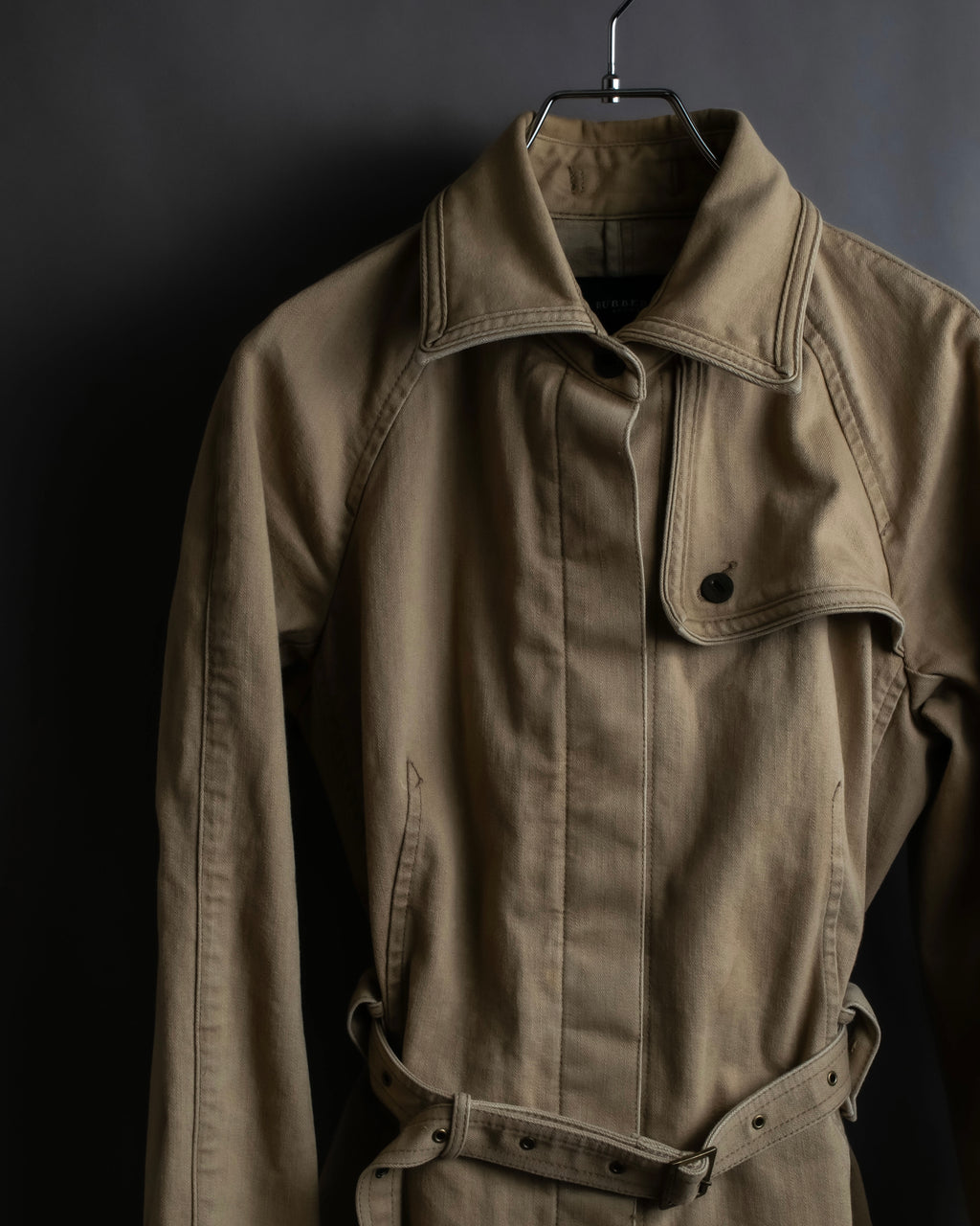 "BURBERRY" Selvedge denim trench detail jacket